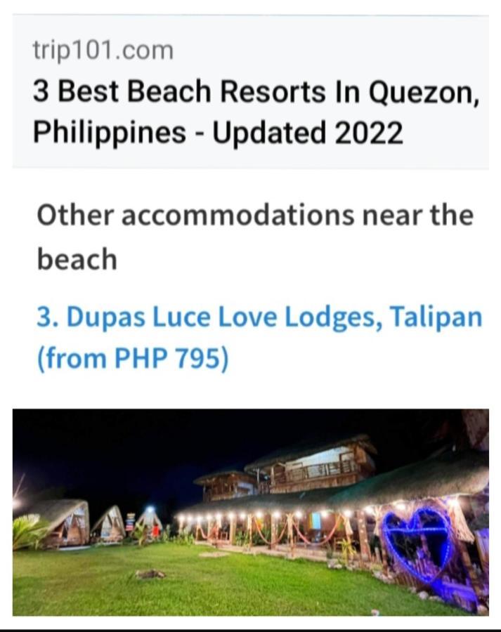 Dupas Luce Love Lodges Talipan Buitenkant foto